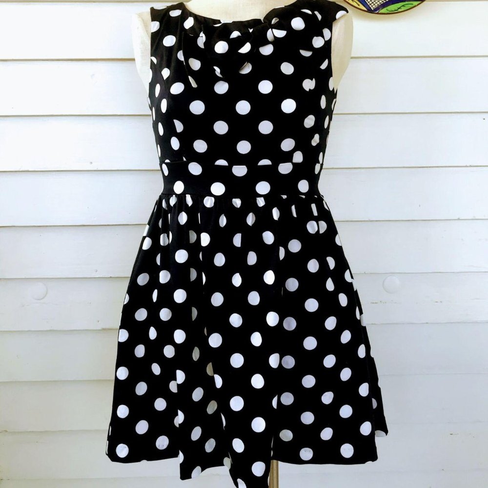 Ixia Mod Cloth Polka Dot Retro Dress W/ Bow